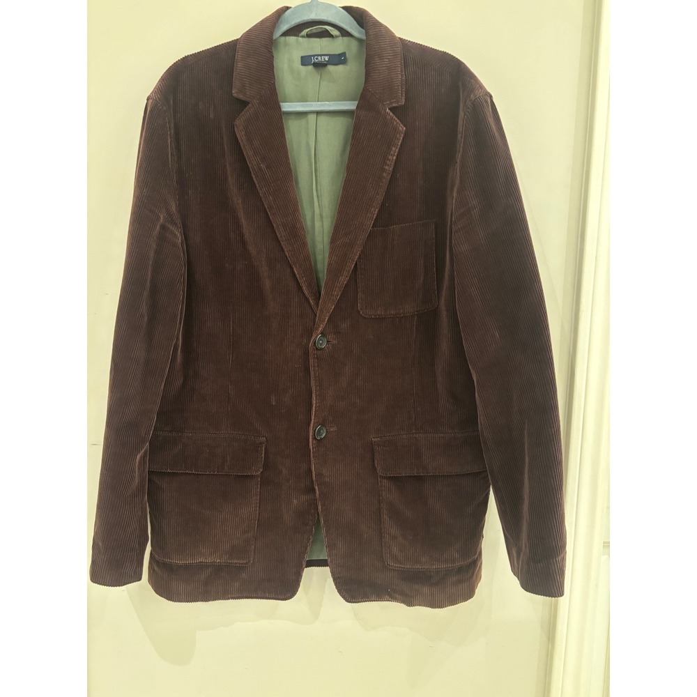J.Crew Mens Brown Corduroy Blazer Two Button Sport Coat Jacket L Large